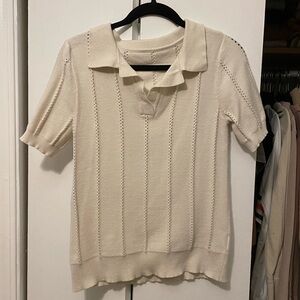 Women’s Cream Knit Short Sleeve Polo